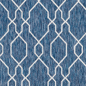 Livabliss Eagean Flatweave Turkish Geometric Polypropylene Rug for Indoor Outdoor High Traffic Areas Dark Blue, Deni 6'7" x 6'7" EAG2381-67RD