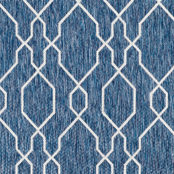 Livabliss Eagean Flatweave Turkish Geometric Polypropylene Rug for Indoor Outdoor High Traffic Areas Dark Blue, Deni 6'7" x 6'7" EAG2381-67RD
