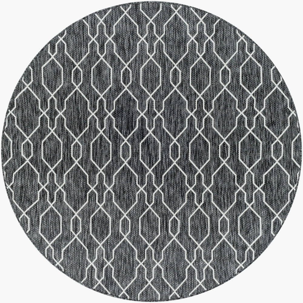 Livabliss Eagean Traditional Flatweave Polypropylene Area Rug for Large Living Dining Spaces Charcoal, Cream 6'7" x 6'7" EAG2384-67RD