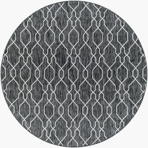 Livabliss Eagean Traditional Flatweave Polypropylene Area Rug for Large Living Dining Spaces Charcoal, Cream 6'7" x 6'7" EAG2384-67RD