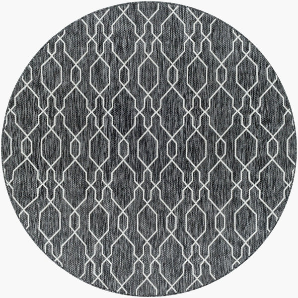 Livabliss Eagean Traditional Flatweave Polypropylene Area Rug for Large Living Dining Spaces Charcoal, Cream 6'7" x 6'7" EAG2384-67RD