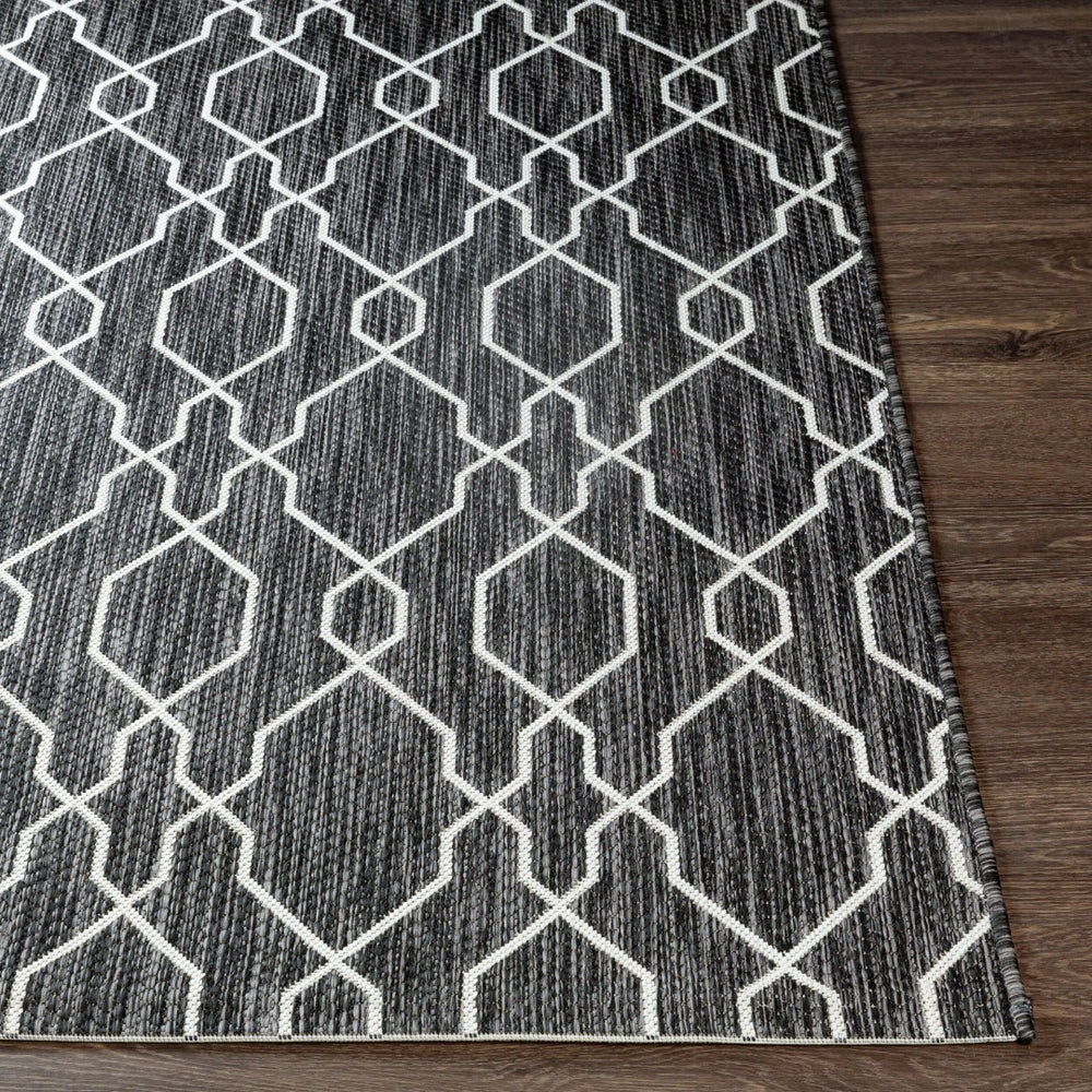 Livabliss Eagean Traditional Flatweave Polypropylene Area Rug for Large Living Dining Spaces Charcoal, Cream 6'7" x 6'7" EAG2384-67RD