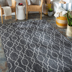Livabliss Eagean Traditional Flatweave Polypropylene Area Rug for Large Living Dining Spaces Charcoal, Cream 8'10" x 12' EAG2384-81012