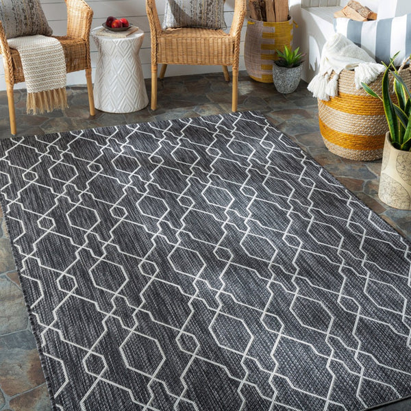 Livabliss Eagean Traditional Flatweave Polypropylene Area Rug for Large Living Dining Spaces Charcoal, Cream 8'10" x 12' EAG2384-81012