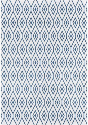 Livabliss Eagean Flatweave Polypropylene Rug Turkish Woven Traditional Pattern for Entryway or Patio Cream, Dark Blu 5'3" x 7'7" EAG2391-5377