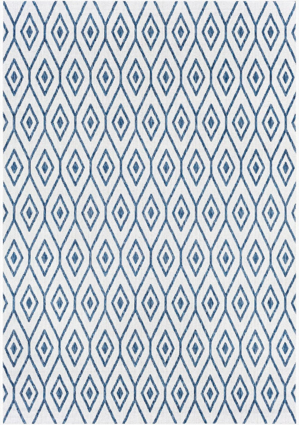 Livabliss Eagean Flatweave Polypropylene Rug Turkish Woven Traditional Pattern for Entryway or Patio Cream, Dark Blu 5'3" x 7'7" EAG2391-5377