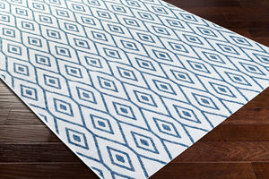 Livabliss Eagean Flatweave Polypropylene Rug Turkish Woven Traditional Pattern for Entryway or Patio Cream, Dark Blu 5'3" x 7'7" EAG2391-5377