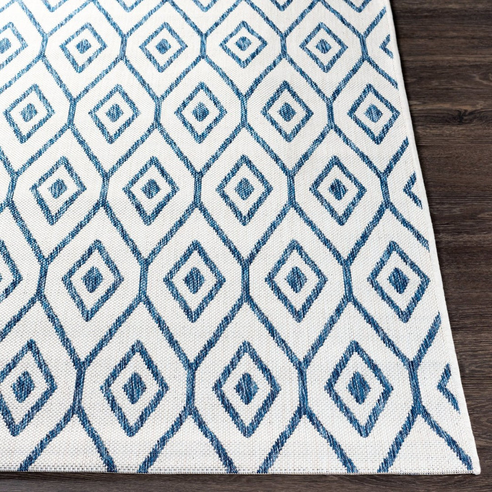Livabliss Eagean Flatweave Polypropylene Rug Turkish Woven Traditional Pattern for Entryway or Patio Cream, Dark Blu 5'3" x 7'7" EAG2391-5377