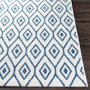 Livabliss Eagean Flatweave Polypropylene Rug Turkish Woven Traditional Pattern for Entryway or Patio Cream, Dark Blu 5'3" x 7'7" EAG2391-5377