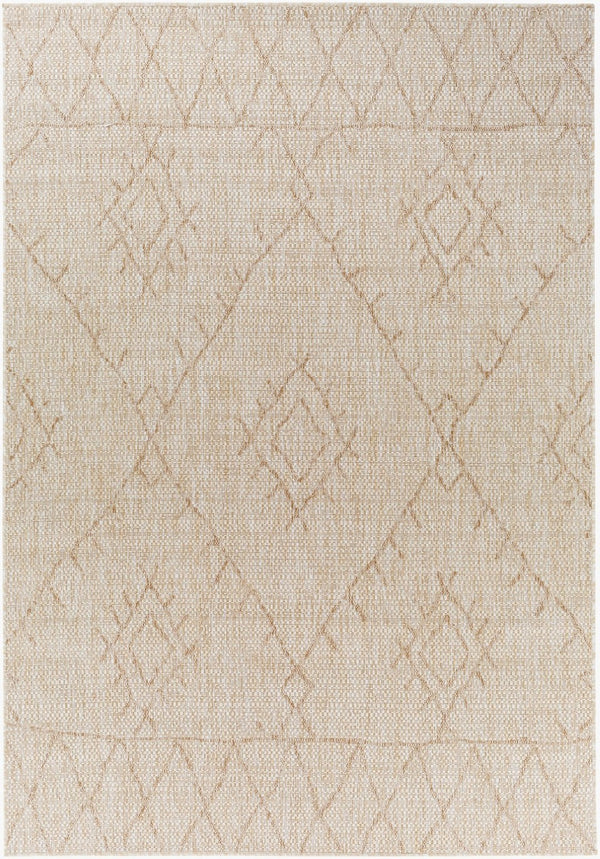 Livabliss Eagean Global Pattern Flatweave Polypropylene Rug Turkish Woven Indoor Outdoor Area Light Beige, Cr 6'7" x 6'7" Square EAG2402-67SQ