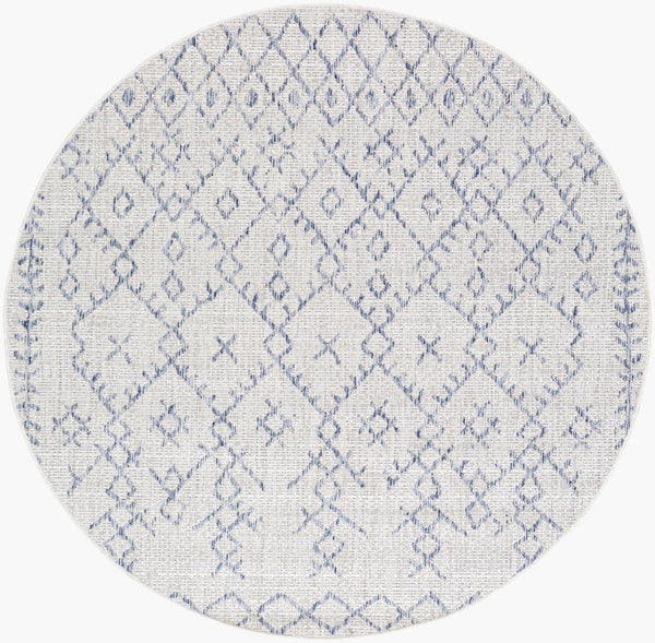 Livabliss Eagean Bohemian Geometric Flatweave Polypropylene Rug for Indoor Outdoor Living Spaces Oatmeal, Gray 7'10" x 7'10" EAG2403-710RD