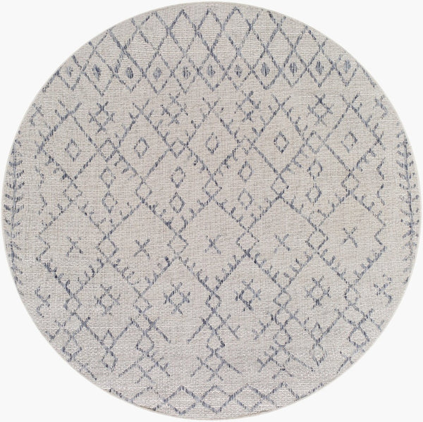 Livabliss Eagean Bohemian Geometric Flatweave Polypropylene Rug for Indoor Outdoor Living Spaces Oatmeal, Gray 6'7" x 6'7" Round EAG2403-67RD