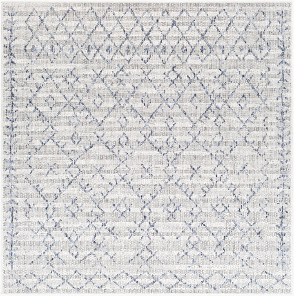 Livabliss Eagean Bohemian Geometric Flatweave Polypropylene Rug for Indoor Outdoor Living Spaces Oatmeal, Gray 6'7" x 6'7" Square EAG2403-67SQ