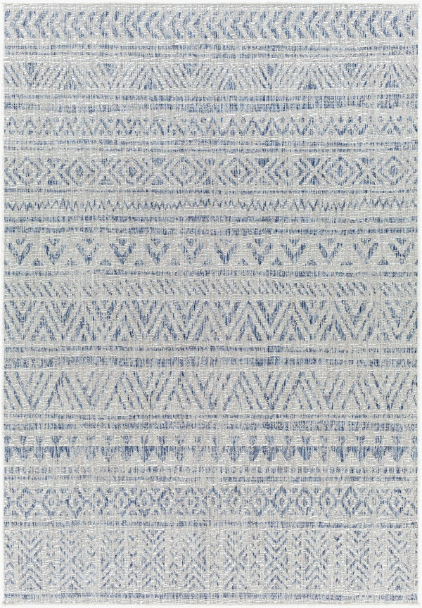 Livabliss Eagean Bohemian Geometric Flatweave Polypropylene Rug for Entryway Kitchen Patio Navy, Blue 6'7" x 6'7" Square EAG2405-67SQ