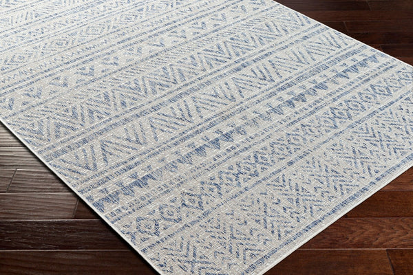 Livabliss Eagean Bohemian Geometric Flatweave Polypropylene Rug for Entryway Kitchen Patio Navy, Blue 6'7" x 6'7" Square EAG2405-67SQ