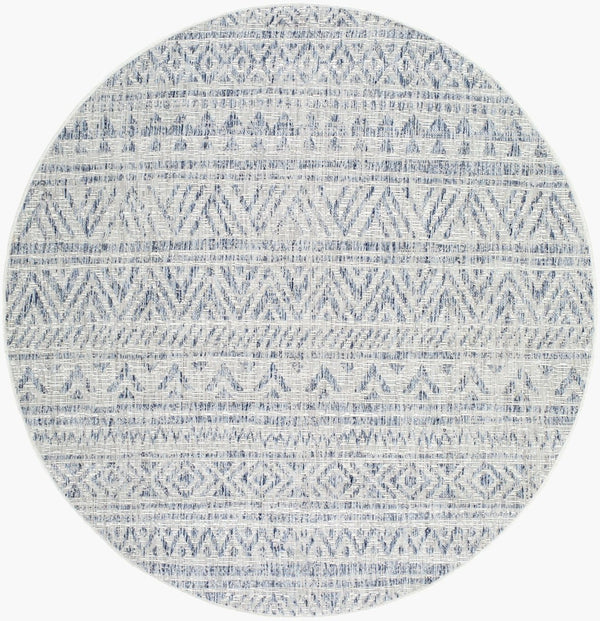 Livabliss Eagean Bohemian Geometric Flatweave Polypropylene Rug for Entryway Kitchen Patio Navy, Blue 6'7" x 6'7" Round EAG2405-67RD