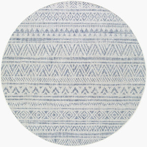 Livabliss Eagean Bohemian Geometric Flatweave Polypropylene Rug for Entryway Kitchen Patio Navy, Blue 7'10" x 7'10" Round EAG2405-710RD
