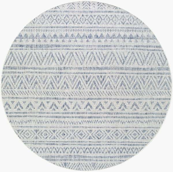 Livabliss Eagean Bohemian Geometric Flatweave Polypropylene Rug for Entryway Kitchen Patio Navy, Blue 7'10" x 7'10" Round EAG2405-710RD