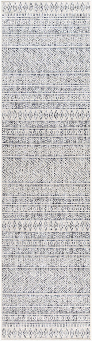Livabliss Eagean Flatweave Polypropylene Bohemian Global Rug for Indoor Outdoor Patio Use Navy, Blue 2'7" x 12' EAG2410-2712