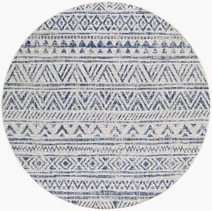 Livabliss Eagean Flatweave Polypropylene Bohemian Global Rug for Indoor Outdoor Patio Use Navy, Blue 5'3" x 5'3" EAG2410-53RD