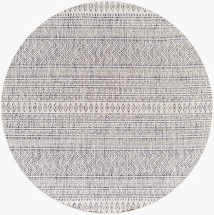 Livabliss Eagean Flatweave Polypropylene Bohemian Global Rug for Indoor Outdoor Patio Use Navy, Blue 6'7" x 6'7" Round EAG2410-67RD