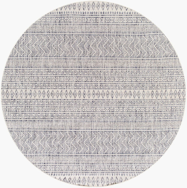 Livabliss Eagean Flatweave Polypropylene Bohemian Global Rug for Indoor Outdoor Patio Use Navy, Blue 6'7" x 6'7" Round EAG2410-67RD