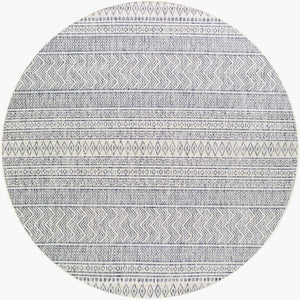 Livabliss Eagean Flatweave Polypropylene Bohemian Global Rug for Indoor Outdoor Patio Use Navy, Blue 7'10" x 7'10" Round EAG2410-710RD