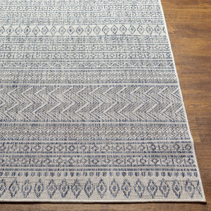 Livabliss Eagean Flatweave Polypropylene Bohemian Global Rug for Indoor Outdoor Patio Use Navy, Blue 2'7" x 12' EAG2410-2712