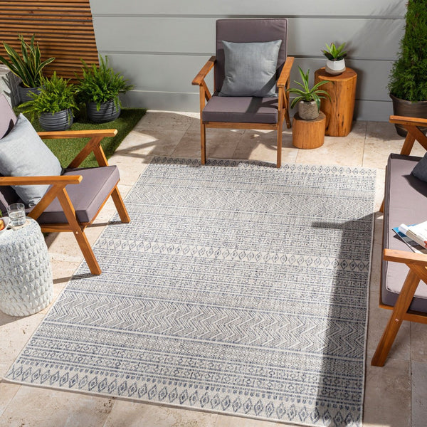 Livabliss Eagean Flatweave Polypropylene Bohemian Global Rug for Indoor Outdoor Patio Use Navy, Blue 2'7" x 12' EAG2410-2712
