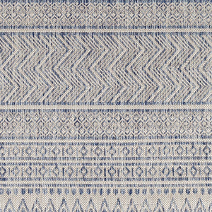 Livabliss Eagean Flatweave Polypropylene Bohemian Global Rug for Indoor Outdoor Patio Use Navy, Blue 2'7" x 12' EAG2410-2712