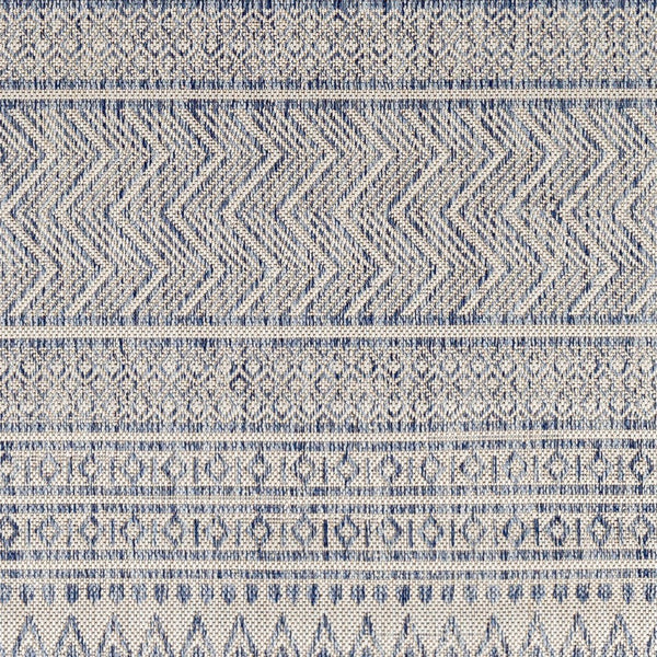 Livabliss Eagean Flatweave Polypropylene Bohemian Global Rug for Indoor Outdoor Patio Use Navy, Blue 2'7" x 12' EAG2410-2712