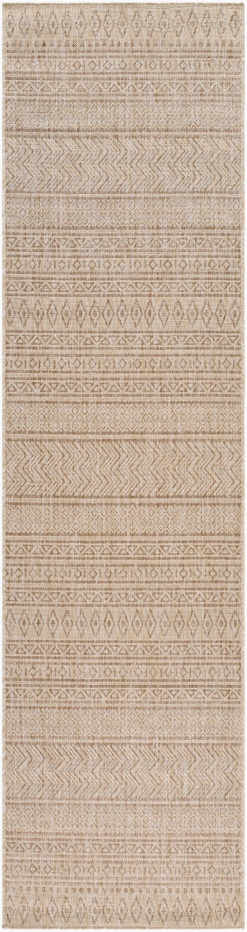 Livabliss Eagean Flatweave Polypropylene Indoor Outdoor Rug with Bold Bohemian Global Pattern Light Beige, Cr 2'7" x 10' EAG2411-2710