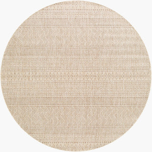 Livabliss Eagean Flatweave Polypropylene Indoor Outdoor Rug with Bold Bohemian Global Pattern Light Beige, Cr 7'10" x 7'10" Round EAG2411-710RD