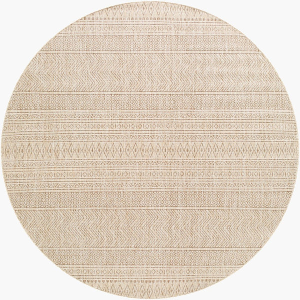 Livabliss Eagean Flatweave Polypropylene Indoor Outdoor Rug with Bold Bohemian Global Pattern Light Beige, Cr 7'10" x 7'10" Round EAG2411-710RD