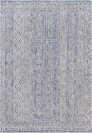 Livabliss Eagean Flatweave Polypropylene Area Rug Bohemian Global Pattern Indoor Outdoor Accent Navy, Blue 6'7" x 6'7" EAG2413-67SQ