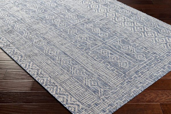 Livabliss Eagean Flatweave Polypropylene Area Rug Bohemian Global Pattern Indoor Outdoor Accent Navy, Blue 6'7" x 6'7" EAG2413-67SQ