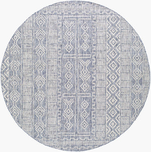 Livabliss Eagean Flatweave Polypropylene Area Rug Bohemian Global Pattern Indoor Outdoor Accent Navy, Blue 5'3" x 5'3" EAG2413-53RD