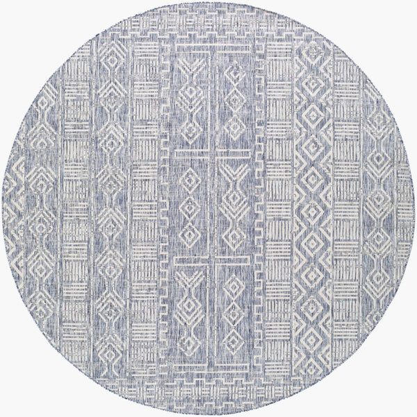 Livabliss Eagean Flatweave Polypropylene Area Rug Bohemian Global Pattern Indoor Outdoor Accent Navy, Blue 5'3" x 5'3" EAG2413-53RD