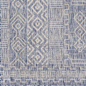 Livabliss Eagean Flatweave Polypropylene Area Rug Bohemian Global Pattern Indoor Outdoor Accent Navy, Blue 6'7" x 6'7" EAG2413-67SQ