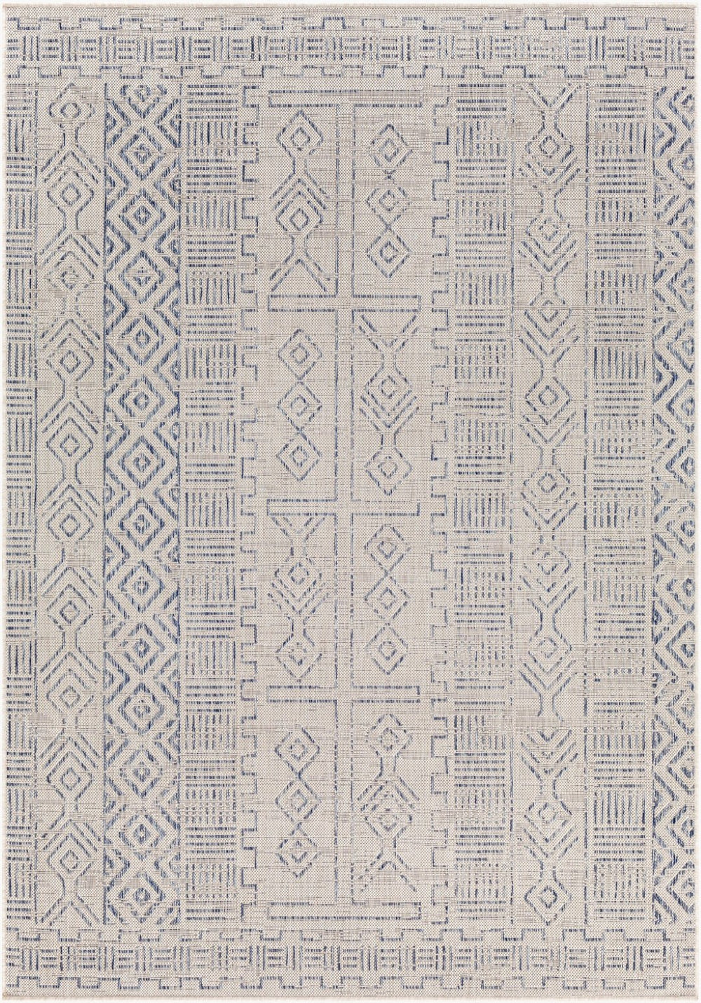 Livabliss Eagean Bohemian Global Flatweave Polypropylene Rug for High Traffic Indoor Outdoor Spaces Oatmeal, Gray 4'3" x 5'11" EAG2414-43511