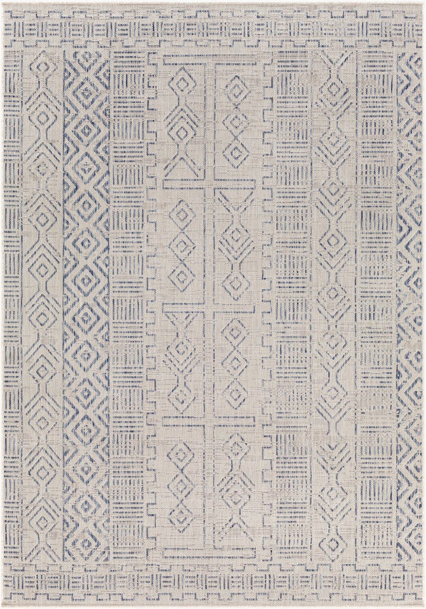 Livabliss Eagean Bohemian Global Flatweave Polypropylene Rug for High Traffic Indoor Outdoor Spaces Oatmeal, Gray 4'3" x 5'11" EAG2414-43511