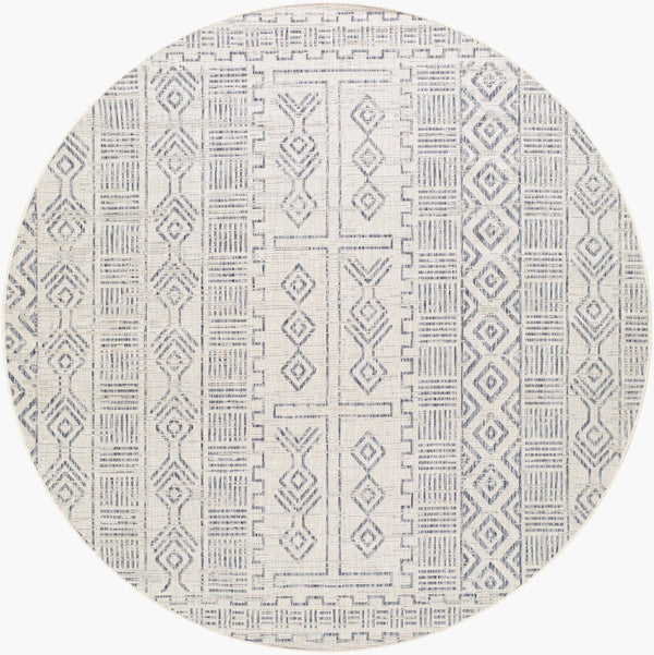 Livabliss Eagean Bohemian Global Flatweave Polypropylene Rug for High Traffic Indoor Outdoor Spaces Oatmeal, Gray 7'10" x 7'10" EAG2414-710RD