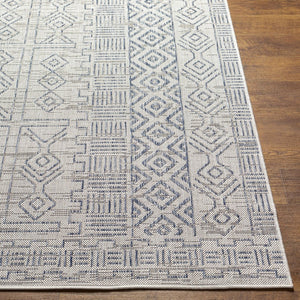 Livabliss Eagean Bohemian Global Flatweave Polypropylene Rug for High Traffic Indoor Outdoor Spaces Oatmeal, Gray 7'10" x 7'10" EAG2414-710RD