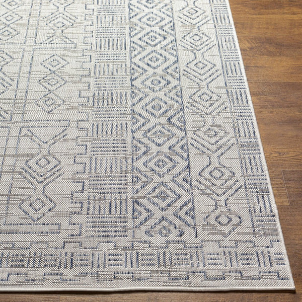 Livabliss Eagean Bohemian Global Flatweave Polypropylene Rug for High Traffic Indoor Outdoor Spaces Oatmeal, Gray 7'10" x 7'10" EAG2414-710RD