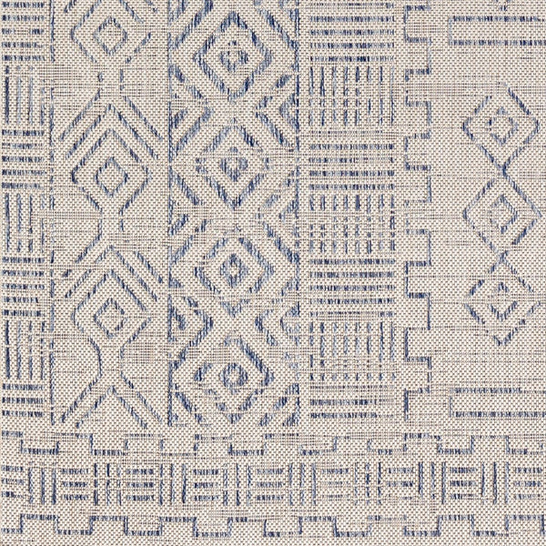 Livabliss Eagean Bohemian Global Flatweave Polypropylene Rug for High Traffic Indoor Outdoor Spaces Oatmeal, Gray 7'10" x 7'10" EAG2414-710RD