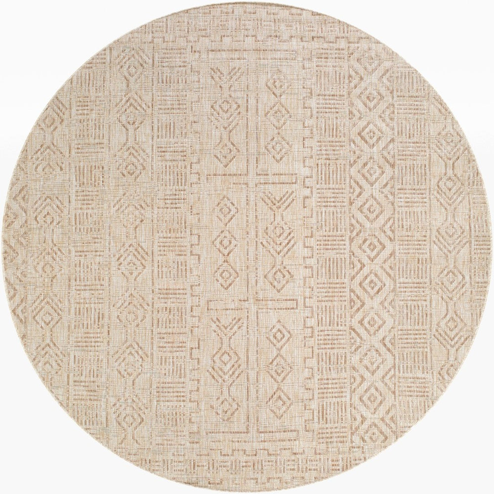 Livabliss Eagean Global Bohemian Flatweave Polypropylene Rug for Indoor Outdoor High Traffic Rooms Cream, Light Be 5'3" x 5'3" EAG2415-53RD