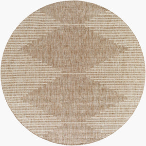 Livabliss Eagean Bohemian Global Polypropylene Indoor Outdoor Rug for Entryway or Living Room Light Beige, Li 6'7" x 6'7" Round EAG2416-67RD