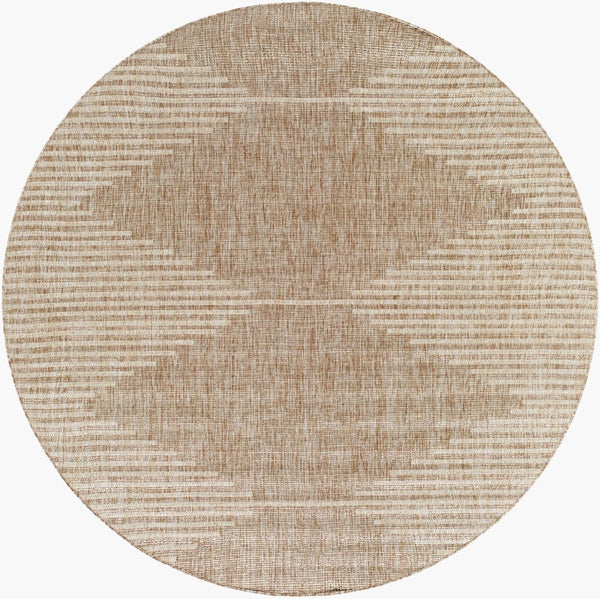 Livabliss Eagean Bohemian Global Polypropylene Indoor Outdoor Rug for Entryway or Living Room Light Beige, Li 6'7" x 6'7" Round EAG2416-67RD