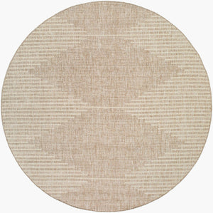 Livabliss Eagean Bohemian Global Polypropylene Indoor Outdoor Rug for Entryway or Living Room Light Beige, Li 7'10" x 7'10" Round EAG2416-710RD