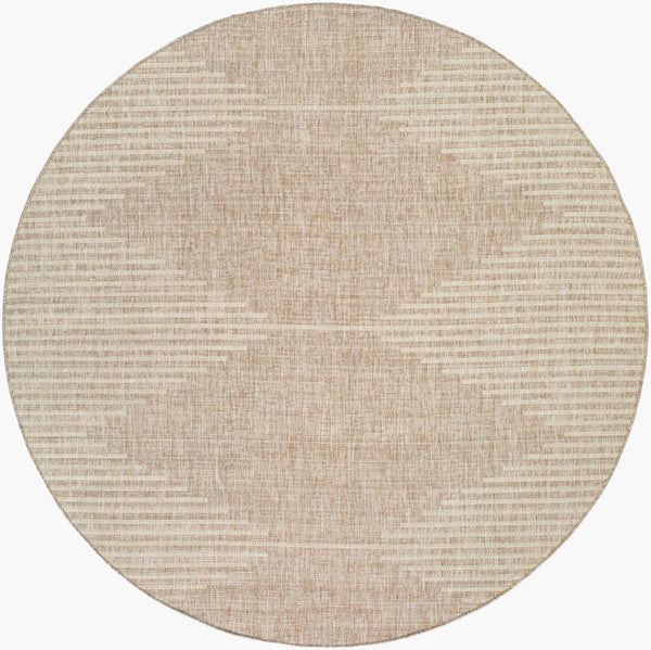 Livabliss Eagean Bohemian Global Polypropylene Indoor Outdoor Rug for Entryway or Living Room Light Beige, Li 7'10" x 7'10" Round EAG2416-710RD